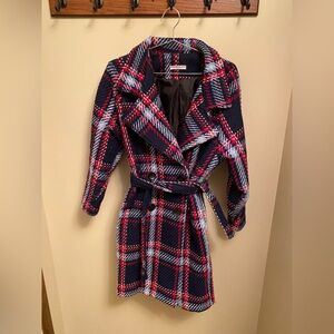 Goodnight Macaroon Navy and Red Knit Coat